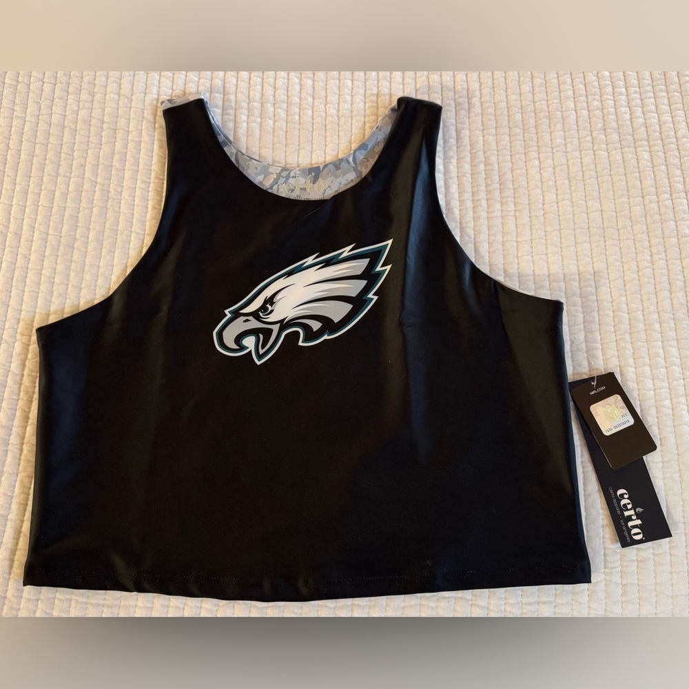 Philadelphia Eagles Midi Tank Top shirt sports bra black gray camo Size XXL NWT